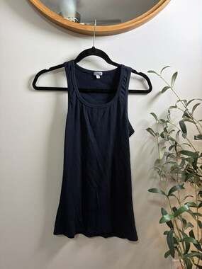 PJ Harlow Shelby Ribbed Racerback Tank Top in Navy Size Small
